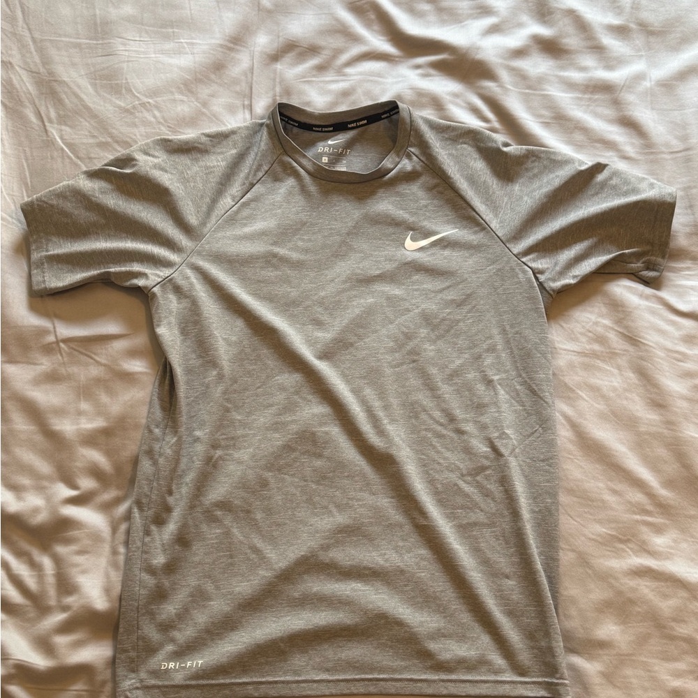 Nike Men's Dri-FIT Short Sleeve Tee - Gray with White Swoosh